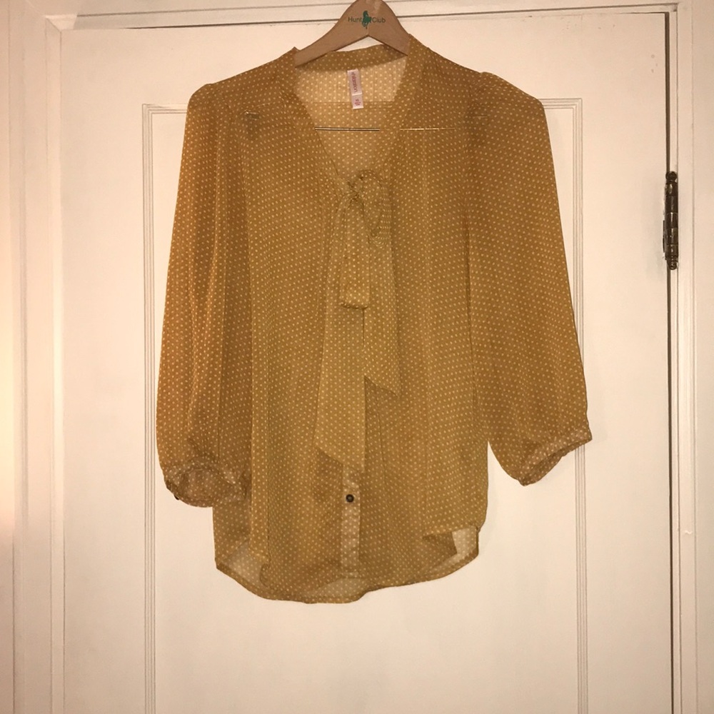 Sheer blouse with 3/4 length sleeve